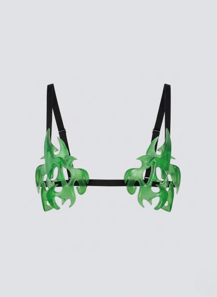 Bumerang Bralette - Dragon Green Top for Party Outfit, 3D Printed Accessory, Sexy Fantasy Bra