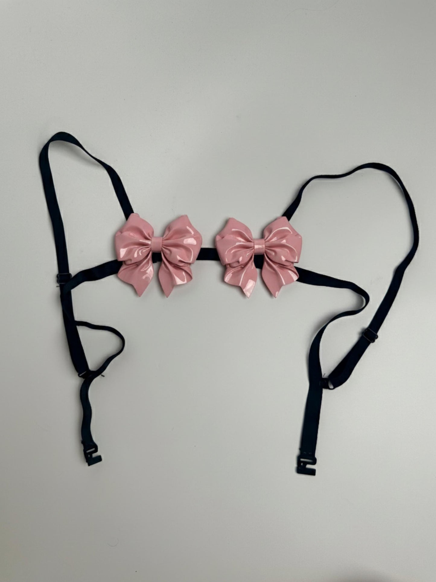 Ribbon Bra, Shinny Pink Bralette for party, 3D Printed Accessory, Sexy Underwear