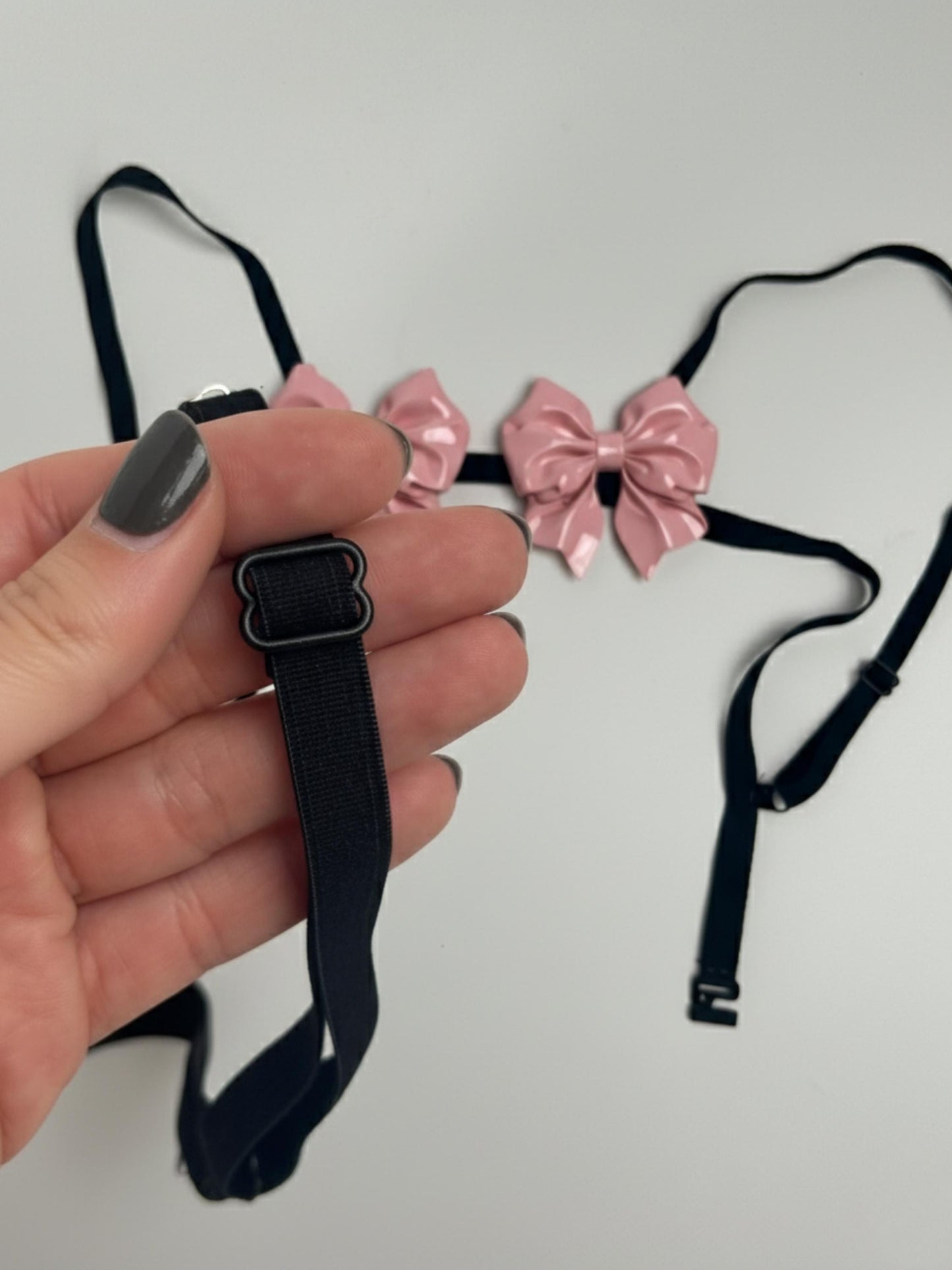 Ribbon Bra, Shinny Pink Bralette for party, 3D Printed Accessory, Sexy Underwear