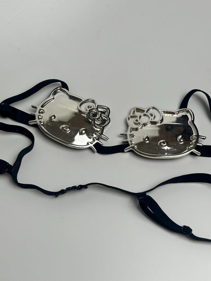 Pretty Kitty Bra, Shinny Chrome Silver Top for Bride to be, 3D Printed Birthday Party Bra, Festival Outfits